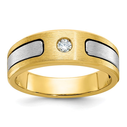 IB Goodman Two-tone Mens Polished and Satin 1/10 carat Diamond Complete Ring - WBC