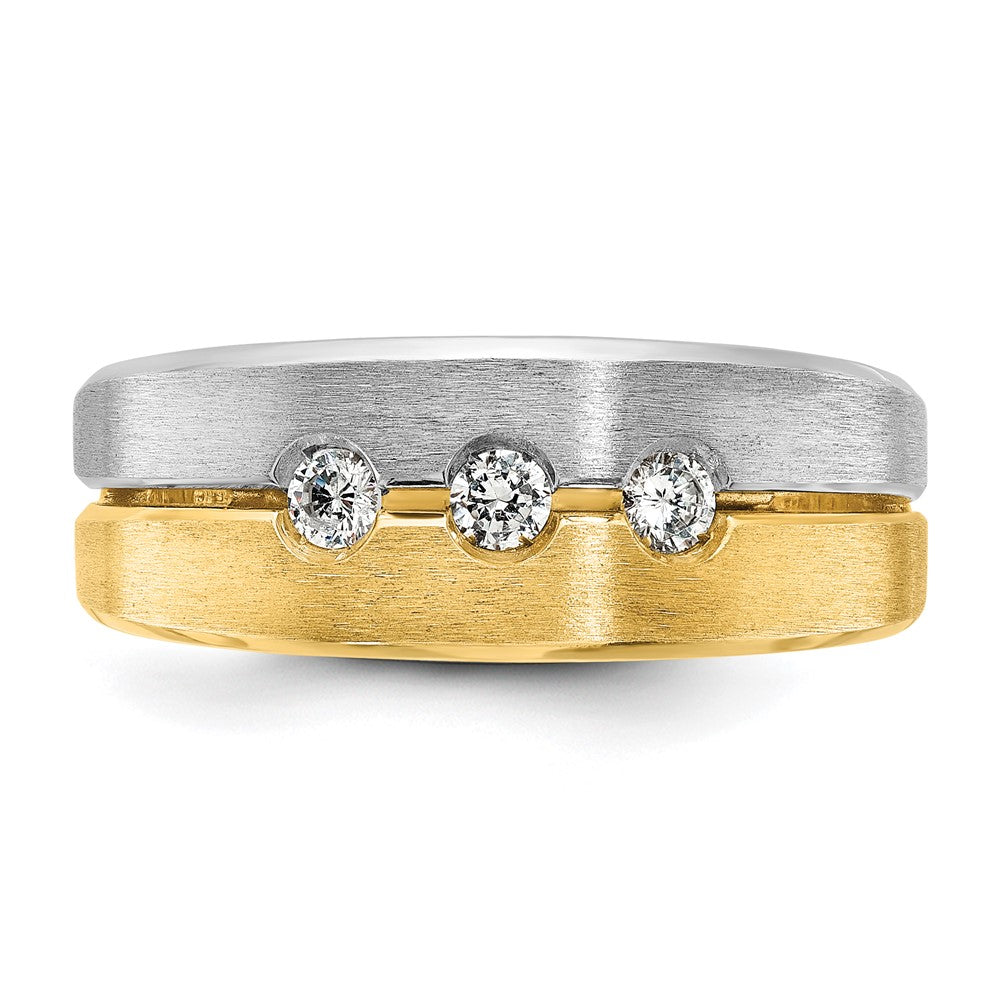 IB Goodman Two-tone Mens Polished and Satin 1/4 carat Diamond 3-Stone Complete Ring - WBC