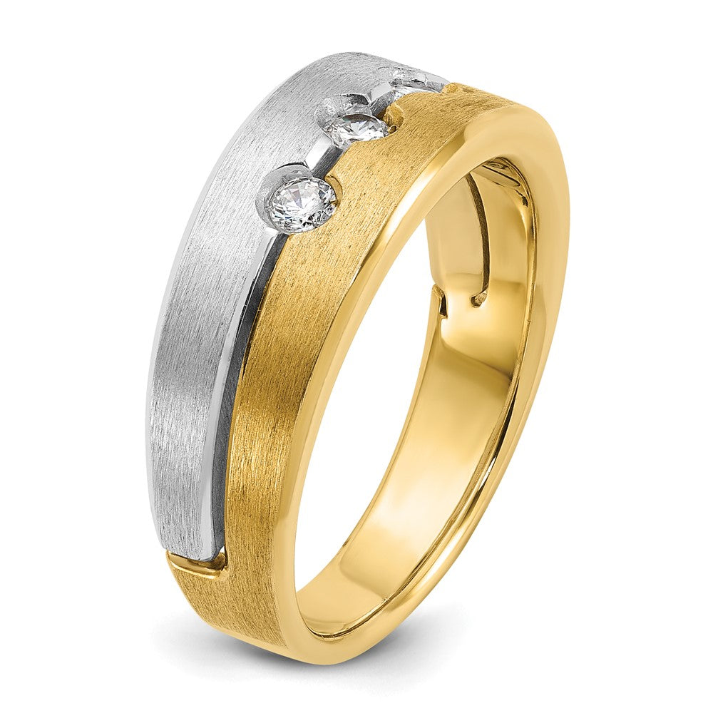 IB Goodman Two-tone Mens Polished and Satin 1/4 carat Diamond 3-Stone Complete Ring - WBC