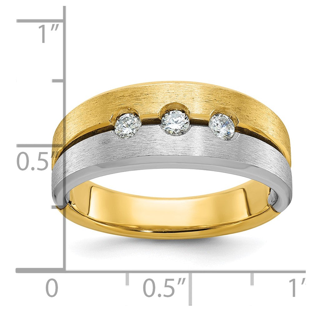 IB Goodman Two-tone Mens Polished and Satin 1/4 carat Diamond 3-Stone Complete Ring - WBC