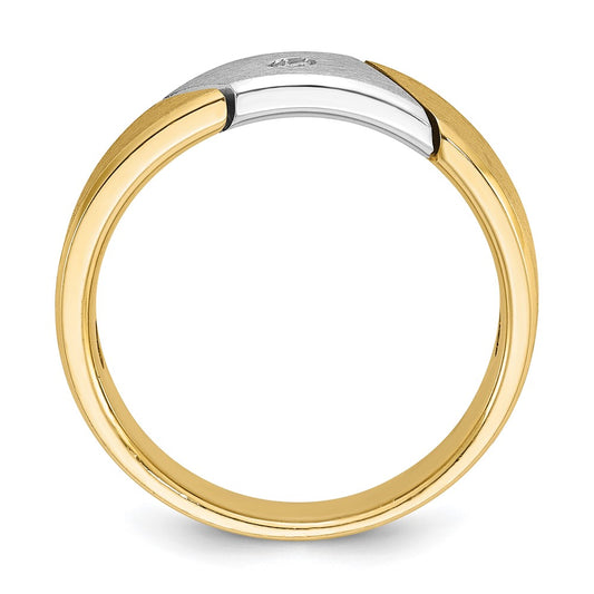 IB Goodman Two-tone Mens Polished and Satin 1/20 carat Diamond Complete Ring - WBC