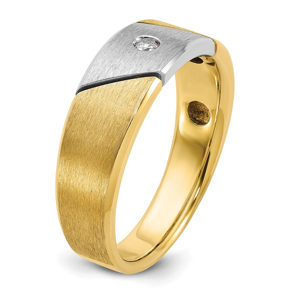 IB Goodman Two-tone Mens Polished and Satin 1/20 carat Diamond Complete Ring - WBC