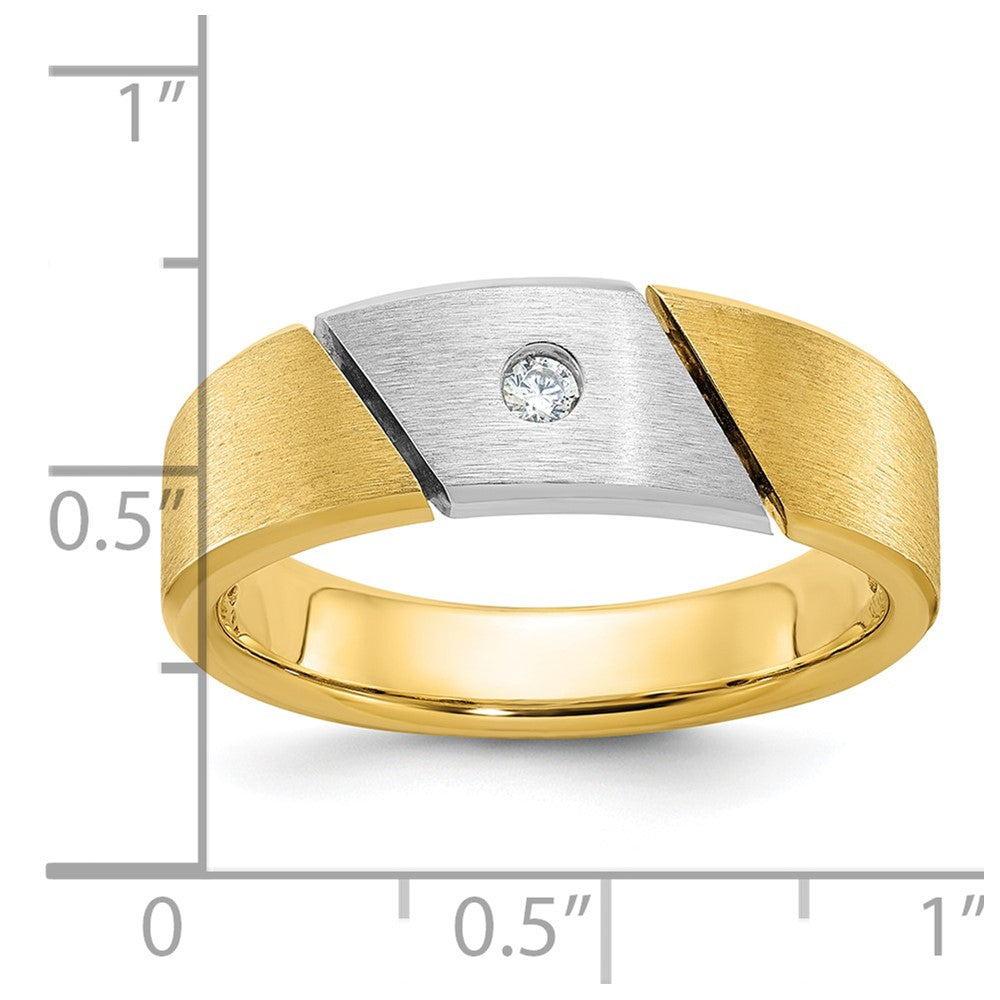 IB Goodman Two-tone Mens Polished and Satin 1/20 carat Diamond Complete Ring - WBC