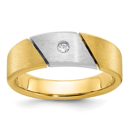 IB Goodman Two-tone Mens Polished and Satin 1/20 carat Diamond Complete Ring - WBC