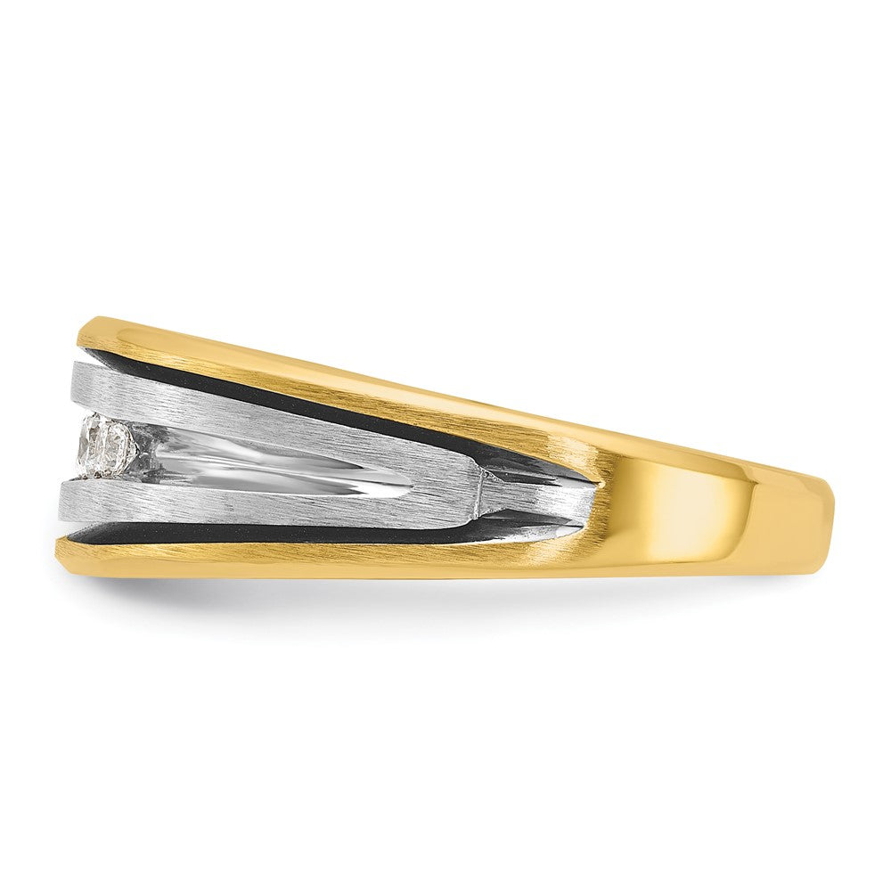 IBGoodman Two-tone with Black Rhodium Men's Polished Satin and Grooved 5-Stone 1/4 Carat AA Quality Diamond Ring - WBC