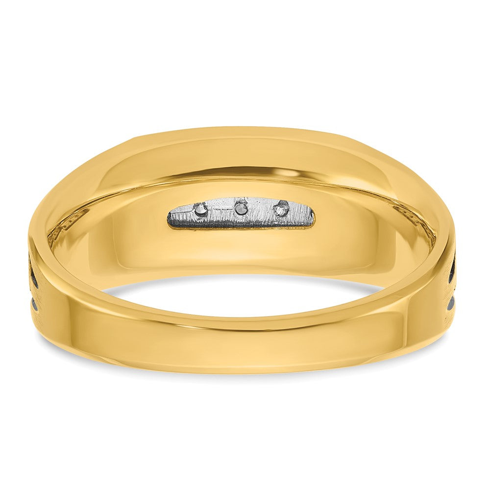 IBGoodman Two-tone with Black Rhodium Men's Polished Satin and Grooved 5-Stone 1/4 Carat AA Quality Diamond Ring - WBC