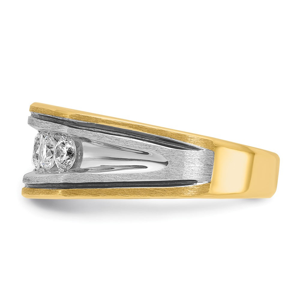 IBGoodman Two-tone with Black Rhodium Men's Polished Satin and Grooved 5-Stone 1 Carat AA Quality Diamond Ring - WBC