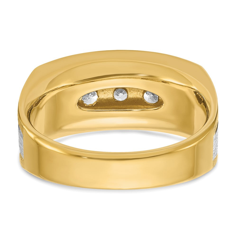 IBGoodman Two-tone with Black Rhodium Men's Polished Satin and Grooved 5-Stone 1 Carat AA Quality Diamond Ring - WBC