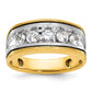 IBGoodman Two-tone with Black Rhodium Men's Polished Satin and Grooved 5-Stone 1 Carat AA Quality Diamond Ring - WBC