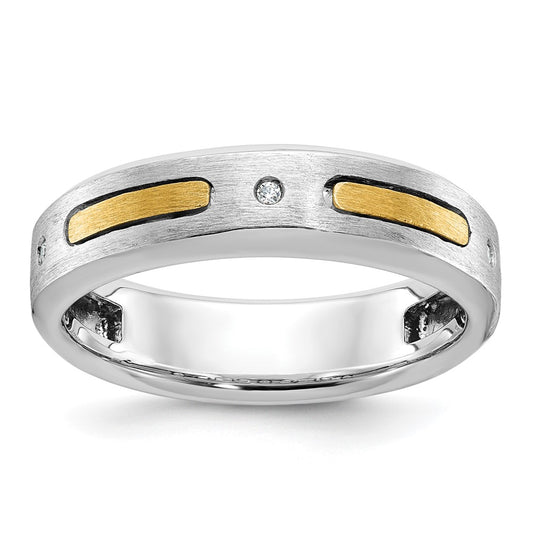 IB Goodman Two-tone Mens Polished and Satin Diamond Complete Ring - WBC