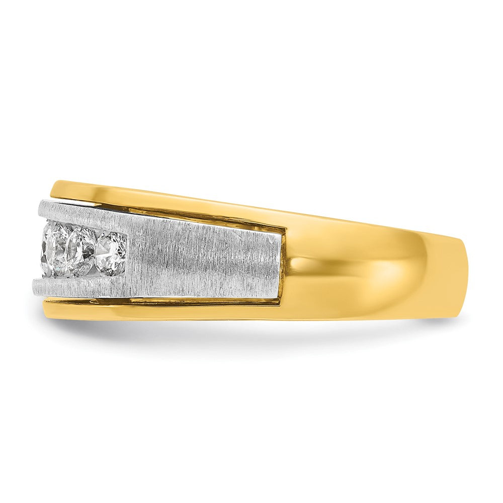 IBGoodman Two-tone Men's Polished Satin and Grooved 7-Stone 3/4 Carat AA Quality Diamond Ring - WBC