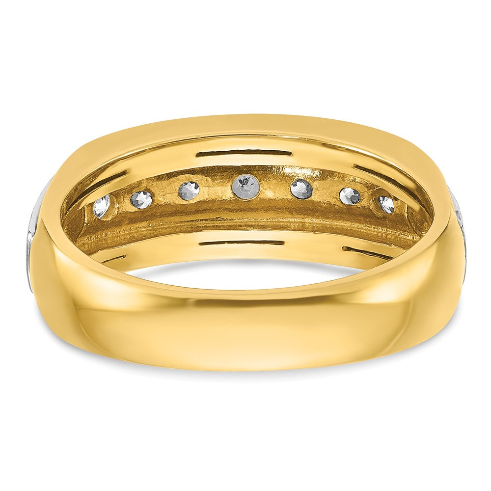 IBGoodman Two-tone Men's Polished Satin and Grooved 7-Stone 3/4 Carat AA Quality Diamond Ring - WBC