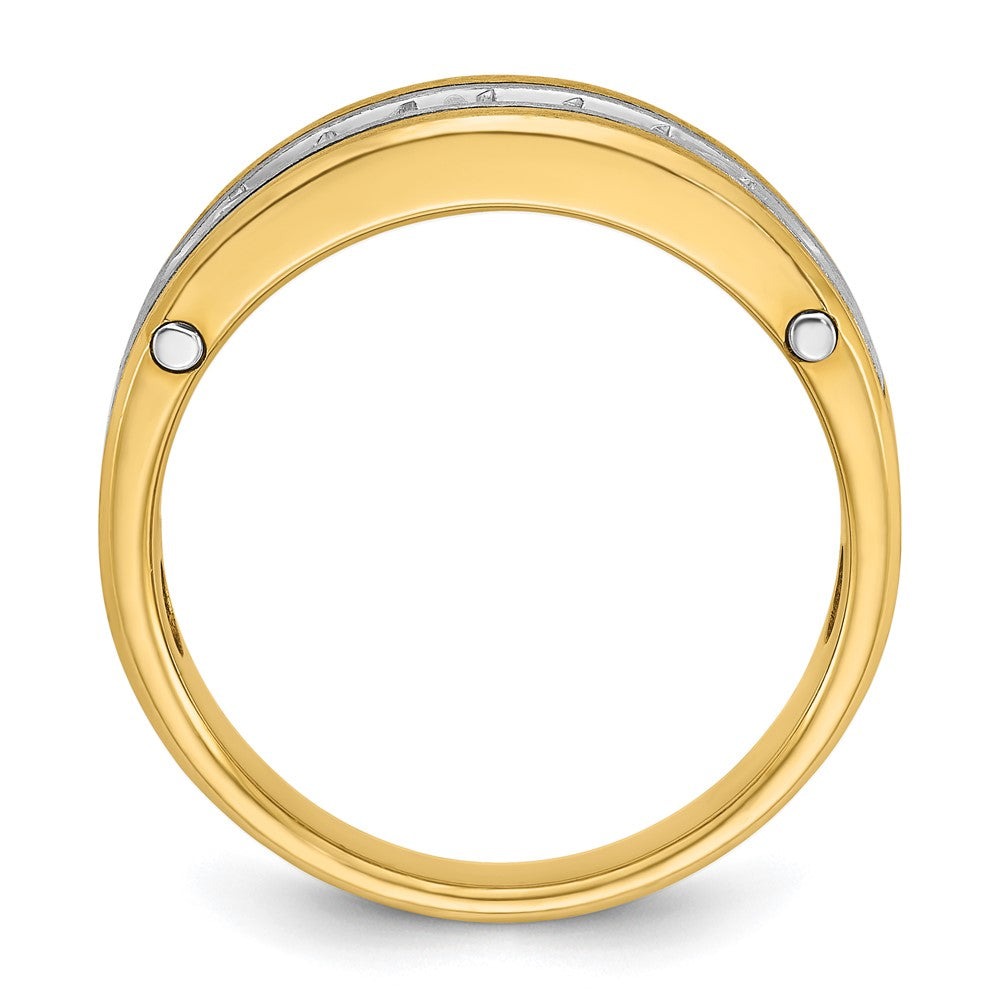 IB Goodman Two-tone Mens Polished Satin and Grooved 7-Stone 1/2 Carat AA Diamond Ring - WBC
