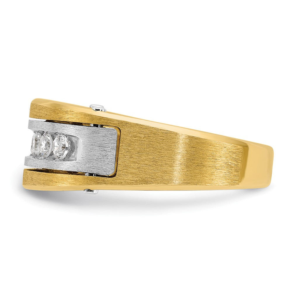 IB Goodman Two-tone Mens Polished Satin and Grooved 7-Stone 1/2 Carat AA Diamond Ring - WBC
