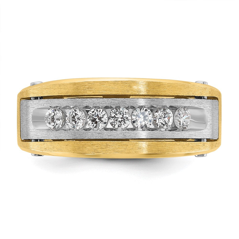 IB Goodman Two-tone Mens Polished Satin and Grooved 7-Stone 1/2 Carat AA Diamond Ring - WBC