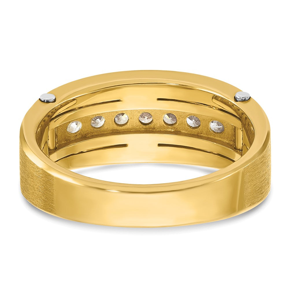 IB Goodman Two-tone Mens Polished Satin and Grooved 7-Stone 1/2 Carat AA Diamond Ring - WBC