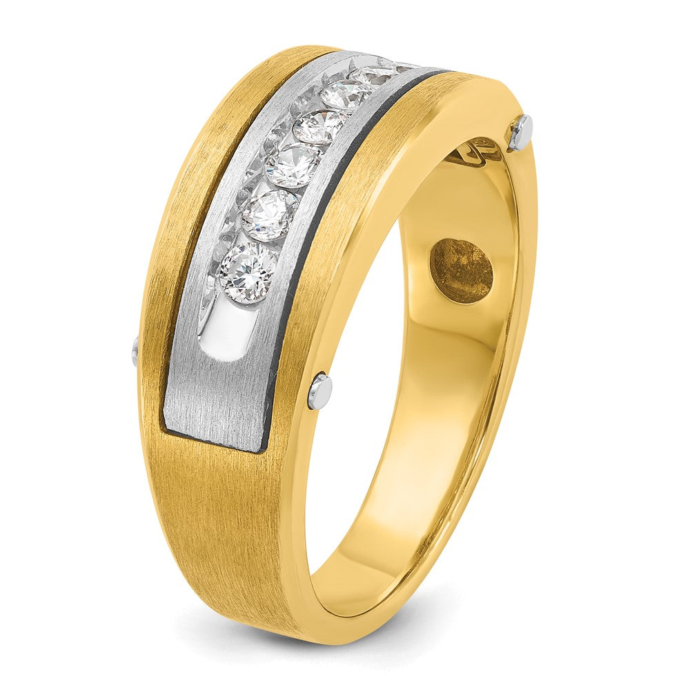 IB Goodman Two-tone Mens Polished Satin and Grooved 7-Stone 1/2 Carat AA Diamond Ring - WBC