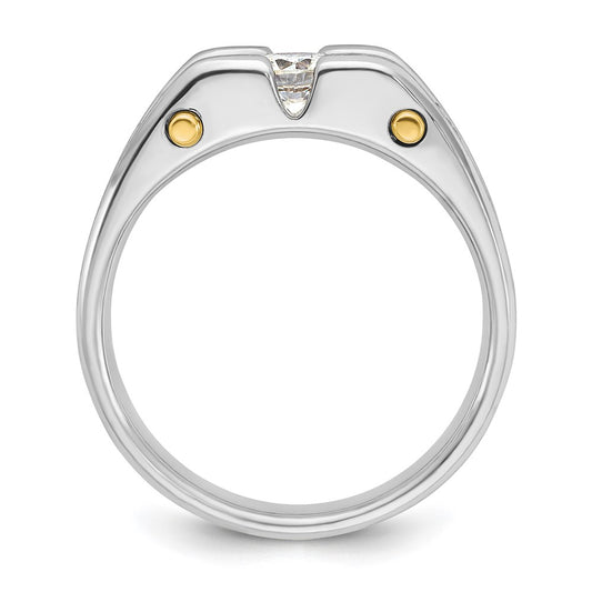 IB Goodman Two-tone Mens Polished and Satin Channel-set 3-Stone 3/4 Carat AA Diamond Ring - WBC