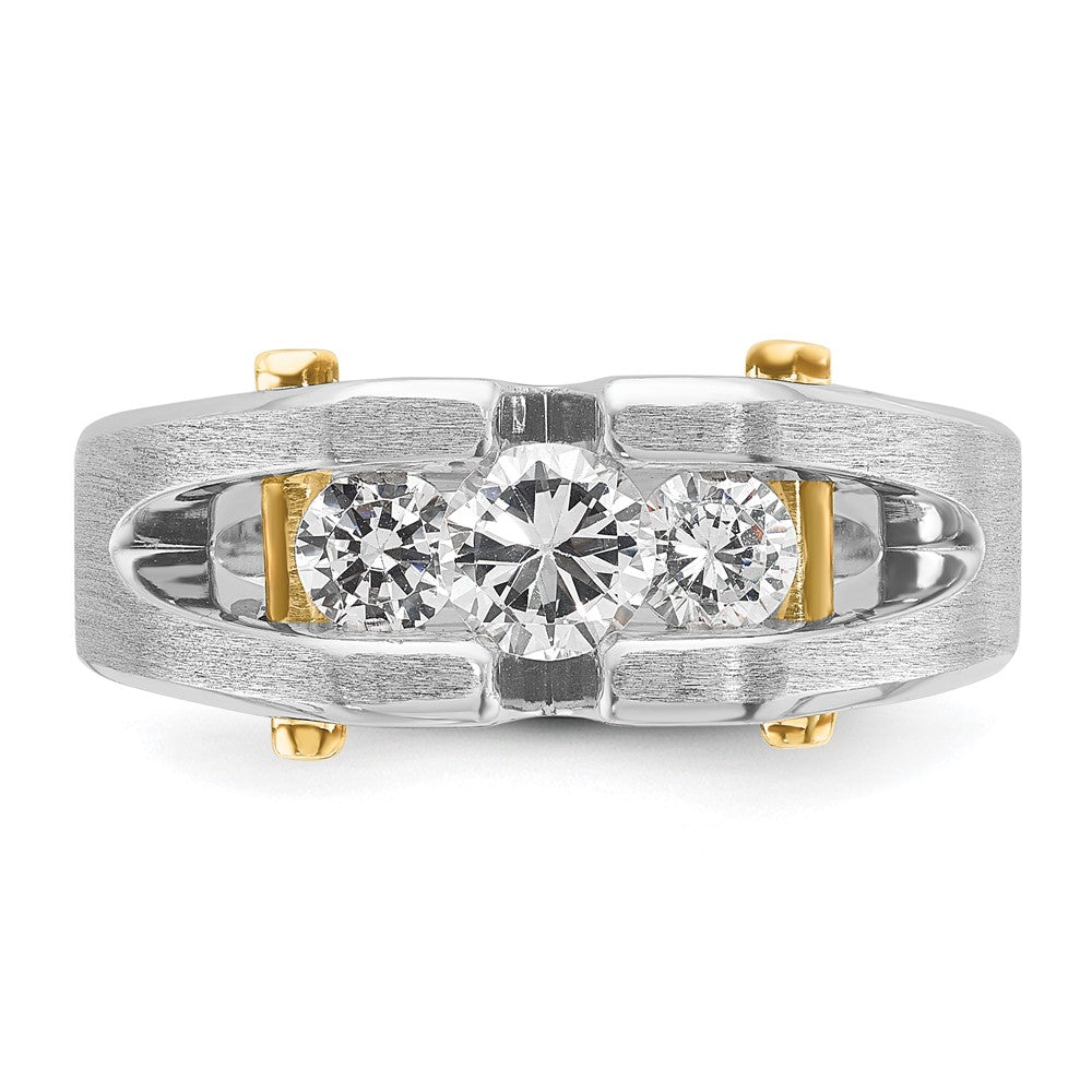 IB Goodman Two-tone Mens Polished and Satin Channel-set 3-Stone 3/4 Carat AA Diamond Ring - WBC