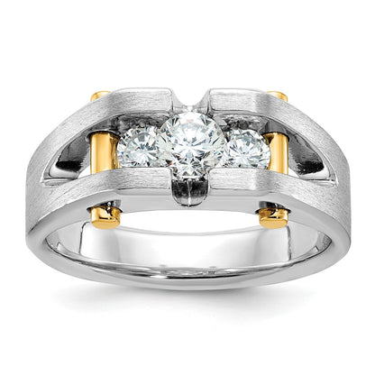 IB Goodman Two-tone Mens Polished and Satin Channel-set 3-Stone 3/4 Carat AA Diamond Ring - WBC