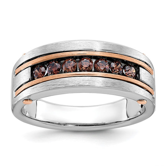 IBGoodman and Men's Polished and Satin 7-Stone 1/2 Carat Brown Diamond Ring - WBC