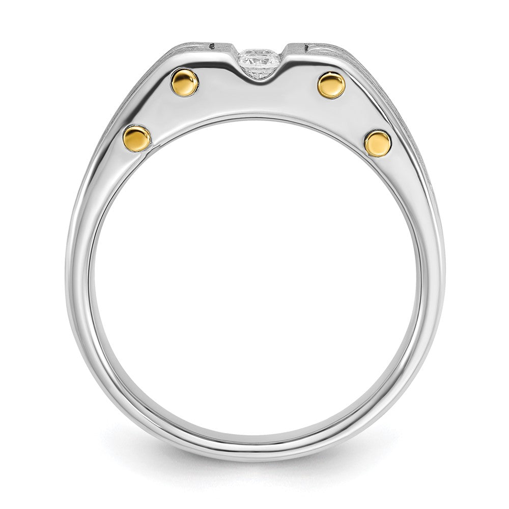 IB Goodman Two-tone Mens Polished and Satin 1/4 carat Diamond Complete Ring - WBC
