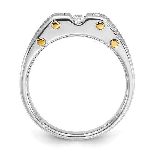 IB Goodman Two-tone Mens Polished and Satin 1/4 carat Diamond Complete Ring - WBC