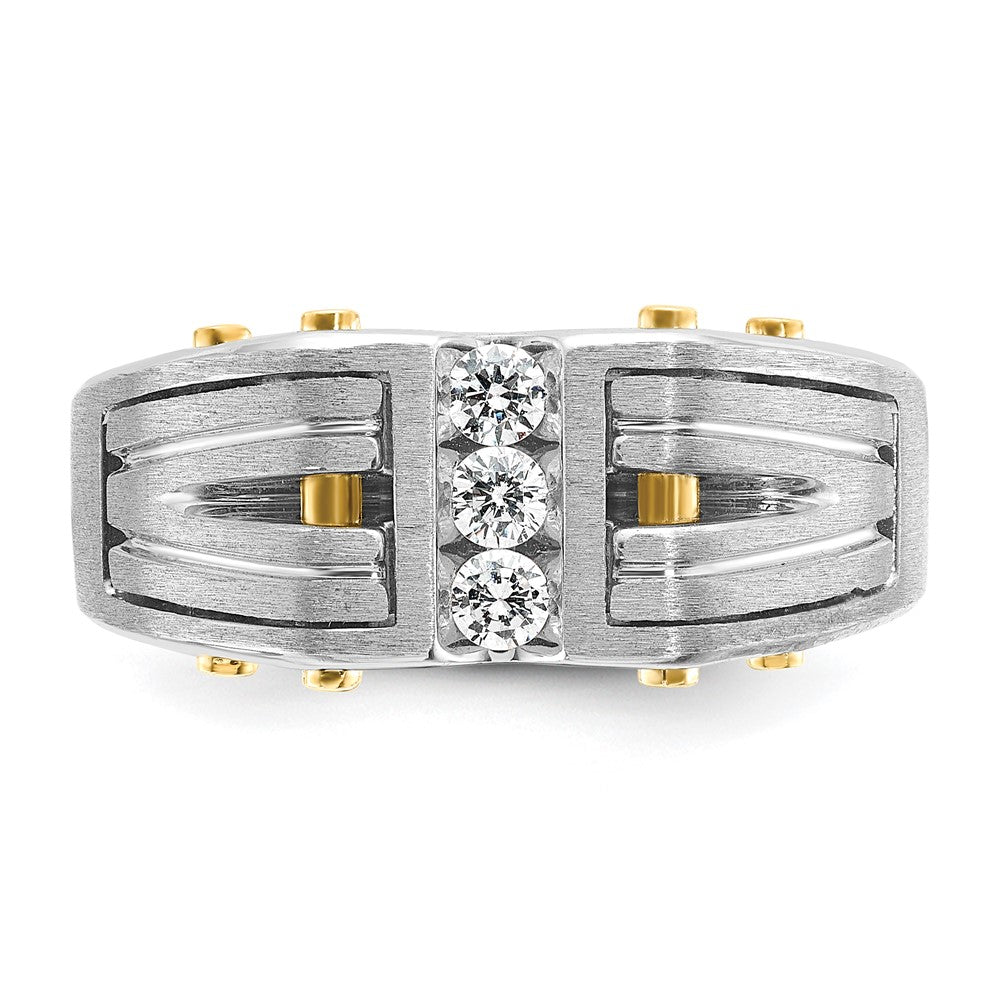IB Goodman Two-tone Mens Polished and Satin 1/4 carat Diamond Complete Ring - WBC