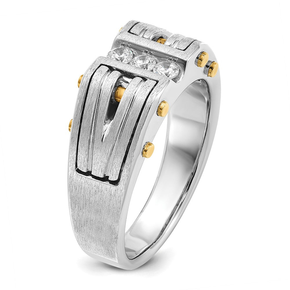 IB Goodman Two-tone Mens Polished and Satin 1/4 carat Diamond Complete Ring - WBC