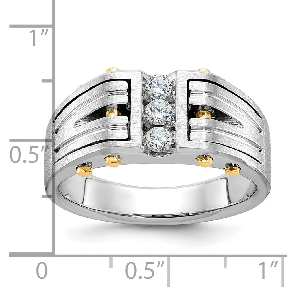 IB Goodman Two-tone Mens Polished and Satin 1/4 carat Diamond Complete Ring - WBC