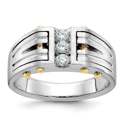 IB Goodman Two-tone Mens Polished and Satin 1/4 carat Diamond Complete Ring - WBC