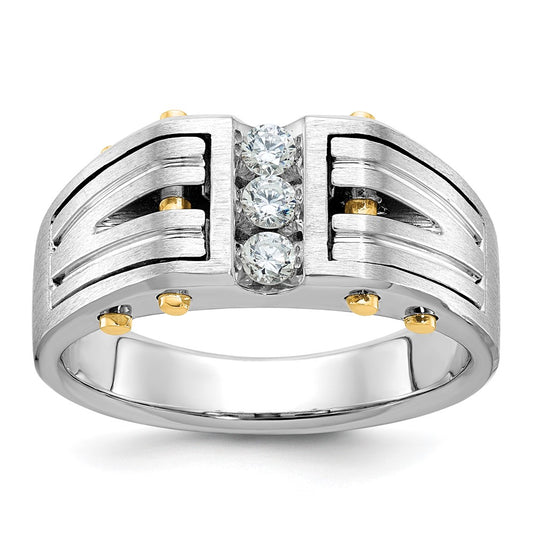 IB Goodman Two-tone Mens Polished and Satin 1/4 carat Diamond Complete Ring - WBC