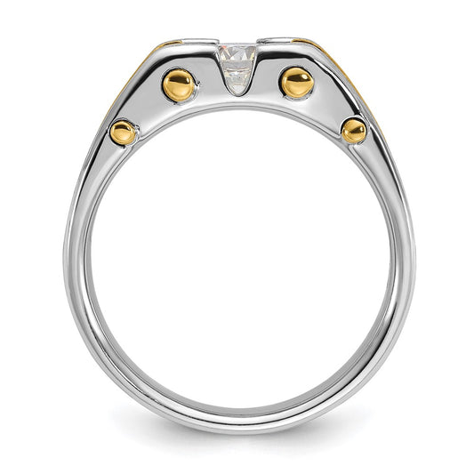 IB Goodman Two-tone Mens Polished and Satin 1/2 carat Diamond Complete Ring - WBC