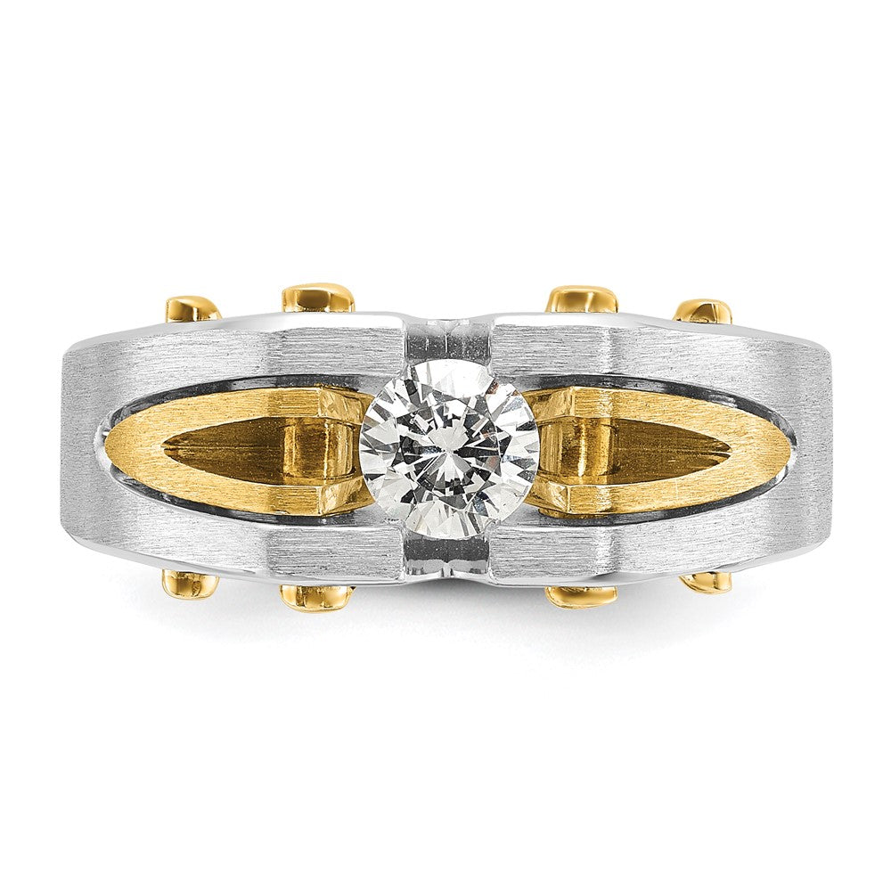 IB Goodman Two-tone Mens Polished and Satin 1/2 carat Diamond Complete Ring - WBC