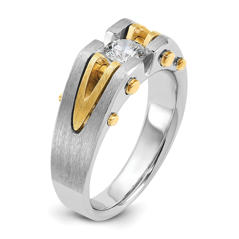 IB Goodman Two-tone Mens Polished and Satin 1/2 carat Diamond Complete Ring - WBC