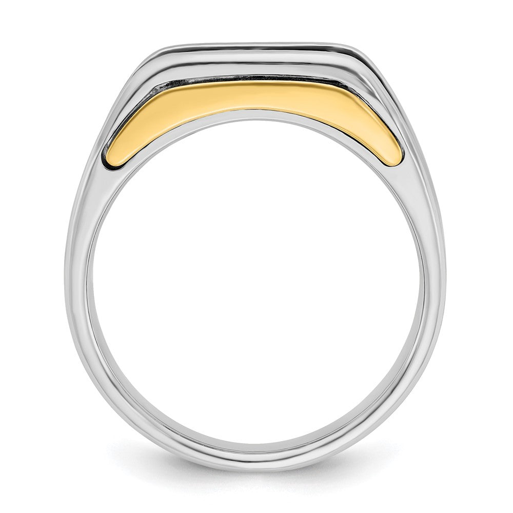 IBGoodman Two-tone Men's Polished Satin and Cut-Out 3-Stone 1 Carat AA Quality Diamond Ring - WBC