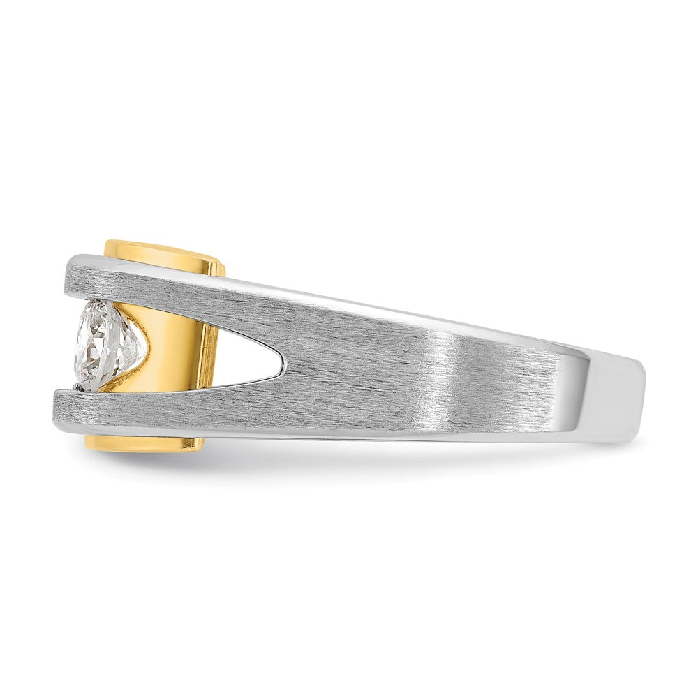 IBGoodman Two-tone Men's Polished Satin and Cut-Out 3-Stone 1 Carat AA Quality Diamond Ring - WBC