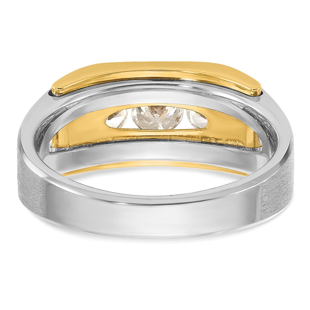 IBGoodman Two-tone Men's Polished Satin and Cut-Out 3-Stone 1 Carat AA Quality Diamond Ring - WBC