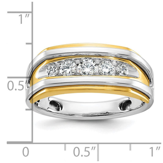 IB Goodman Men's 14K Two-Tone Gold Polished 5-Stone 1/2 ct AA Diamond Ring