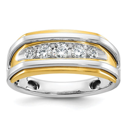 IBGoodman Two-tone Men's Polished 5-Stone 1/2 Carat AA Quality Diamond Ring - WBC