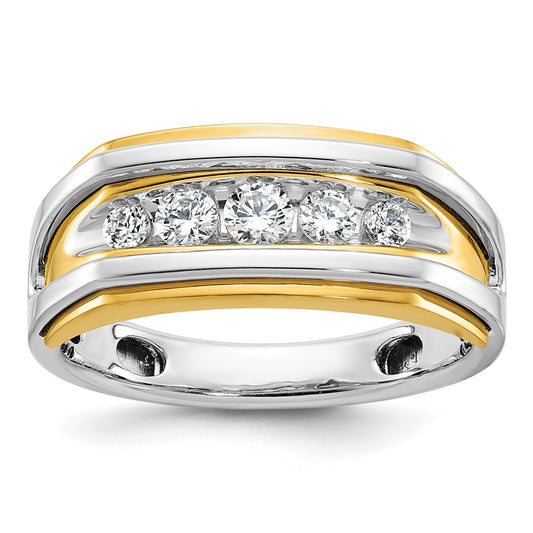 IBGoodman Two-tone Men's Polished 5-Stone 1/2 Carat AA Quality Diamond Ring - WBC