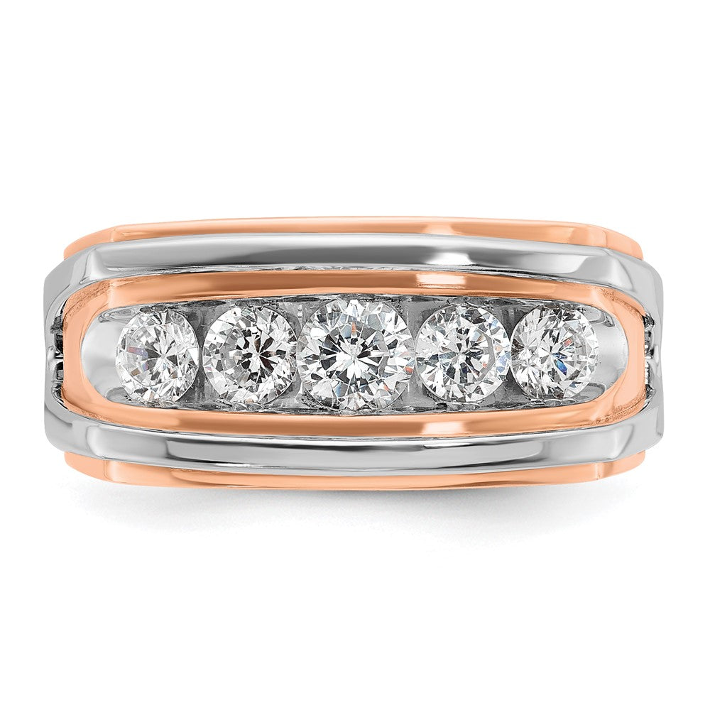 IB Goodman and Mens Polished Channel-set 5-Stone 1 Carat AA Diamond Ring - WBC