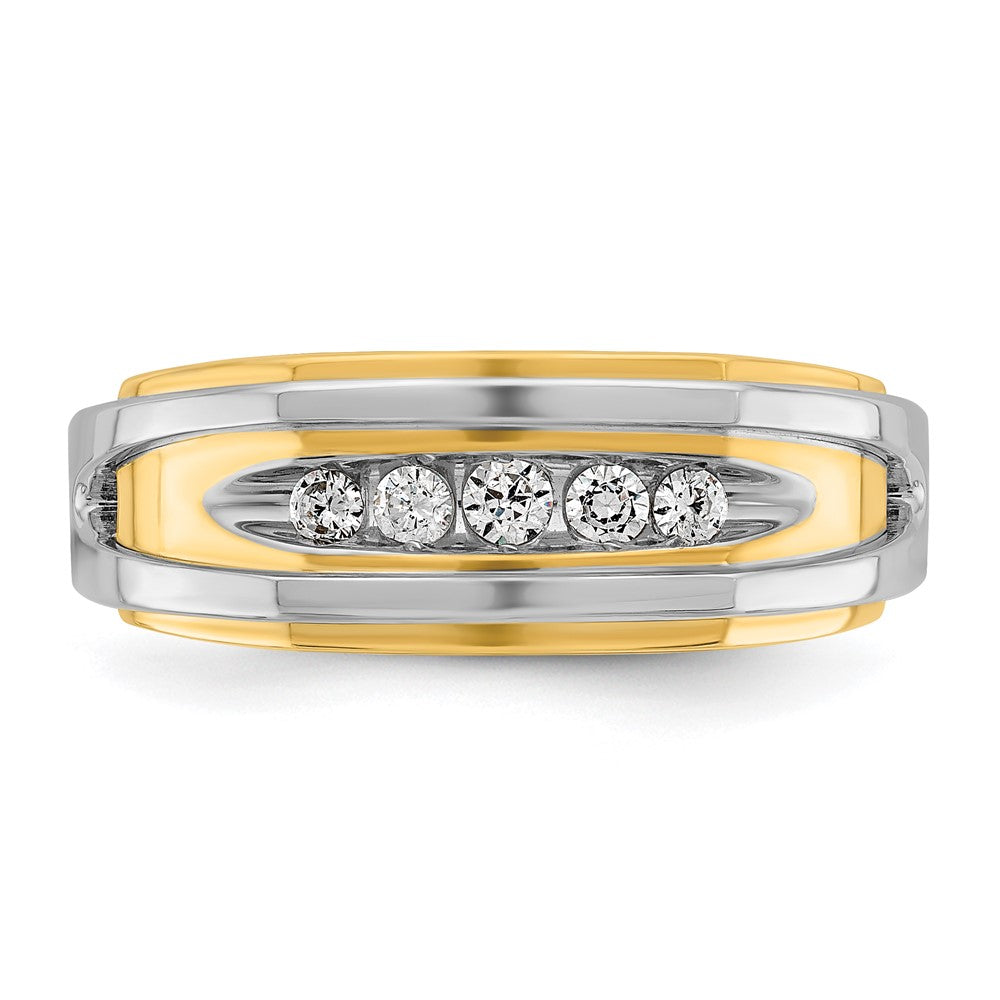 IBGoodman Two-tone Men's Polished 5-Stone 1/4 Carat AA Quality Diamond Ring - WBC