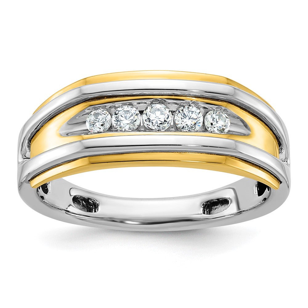 IBGoodman Two-tone Men's Polished 5-Stone 1/4 Carat AA Quality Diamond Ring - WBC
