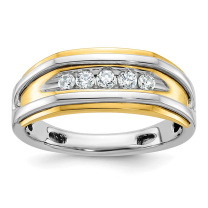 IBGoodman Two-tone Men's Polished 5-Stone 1/4 Carat AA Quality Diamond Ring - WBC