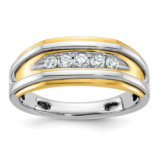 IBGoodman Two-tone Men's Polished 5-Stone 1/4 Carat AA Quality Diamond Ring - WBC