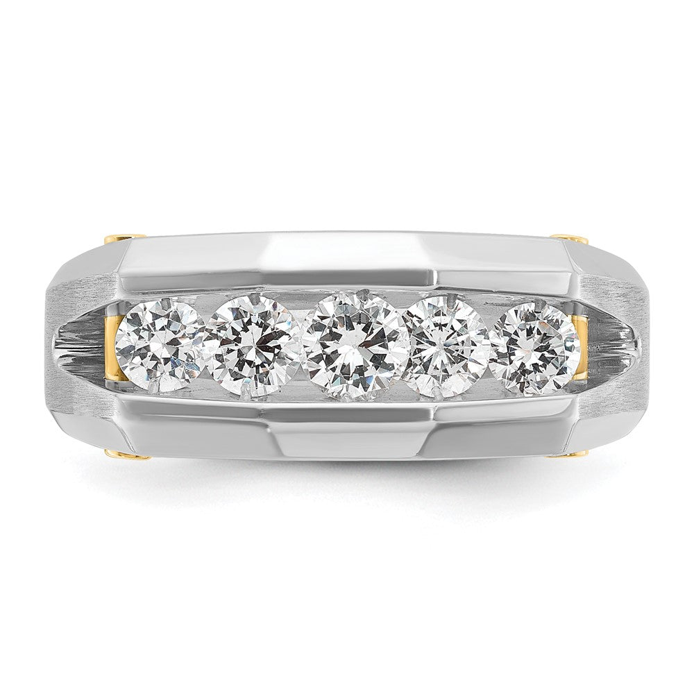 IB Goodman Two-tone Mens Polished and Satin Channel-set 5-Stone 1 Carat AA Diamond Ring - WBC