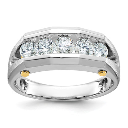 IB Goodman Two-tone Mens Polished and Satin Channel-set 5-Stone 1 Carat AA Diamond Ring - WBC