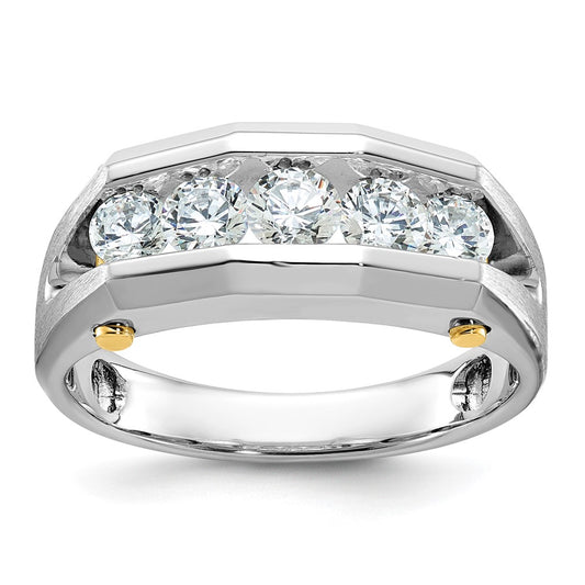 IB Goodman Two-tone Mens Polished and Satin Channel-set 5-Stone 1 Carat AA Diamond Ring - WBC