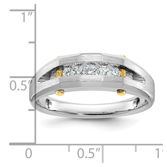 IB Goodman Two-tone Mens Polished and Satin Channel-set 5-Stone 1/4 Carat AA Diamond Ring - WBC